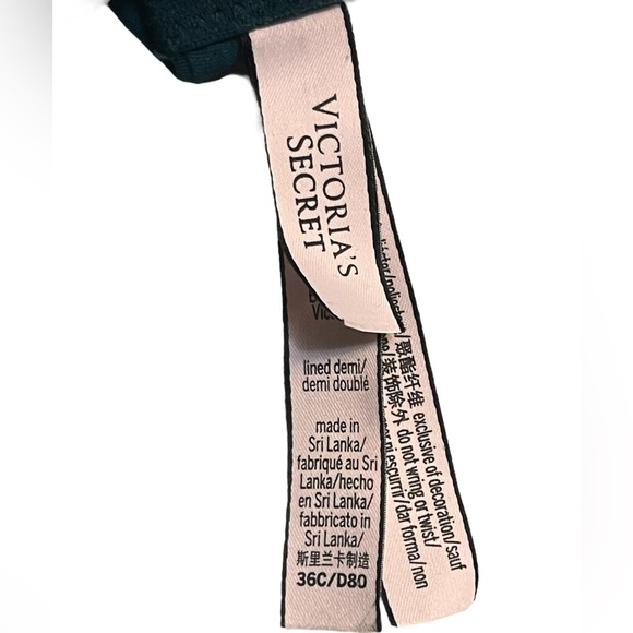 Victorias Secret Body By Victoria Dark Teal Green Lined Demi Bra 36C - Picture 4 of 8